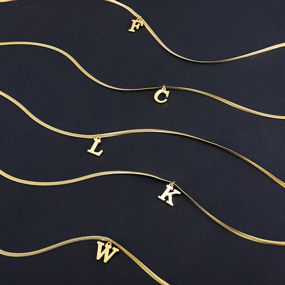 Stainless Steel Personalized Gold Initial Necklace