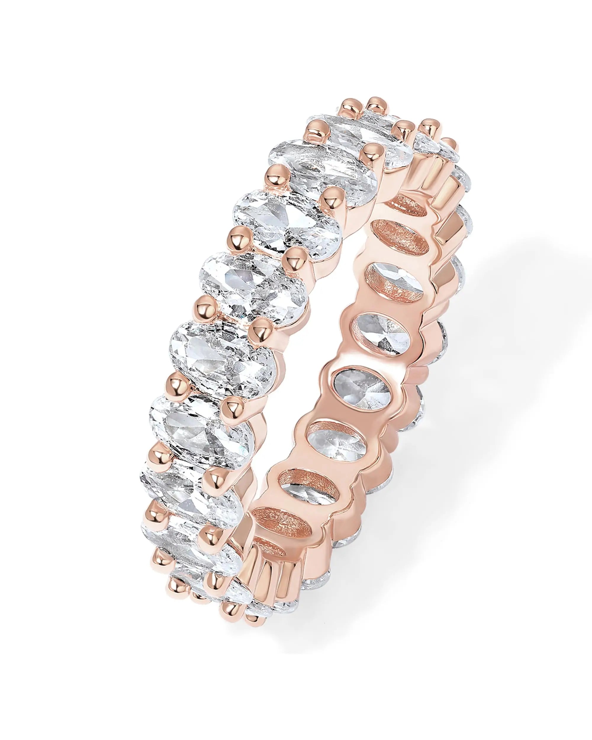 Luxe Oval- Cut Eternity Ring - 14k Gold Plated with Simulated Diamonds