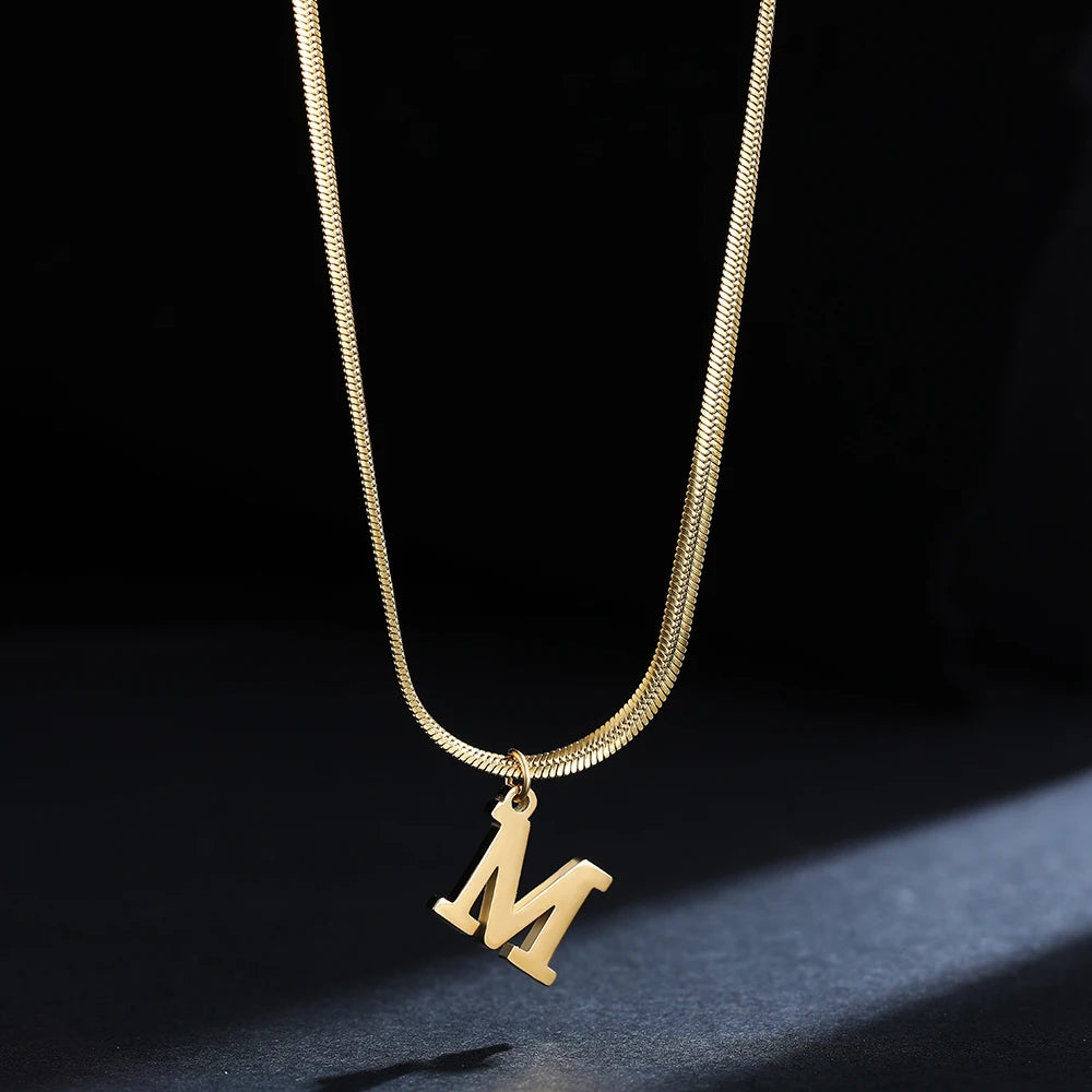Stainless Steel Personalized Gold Initial Necklace