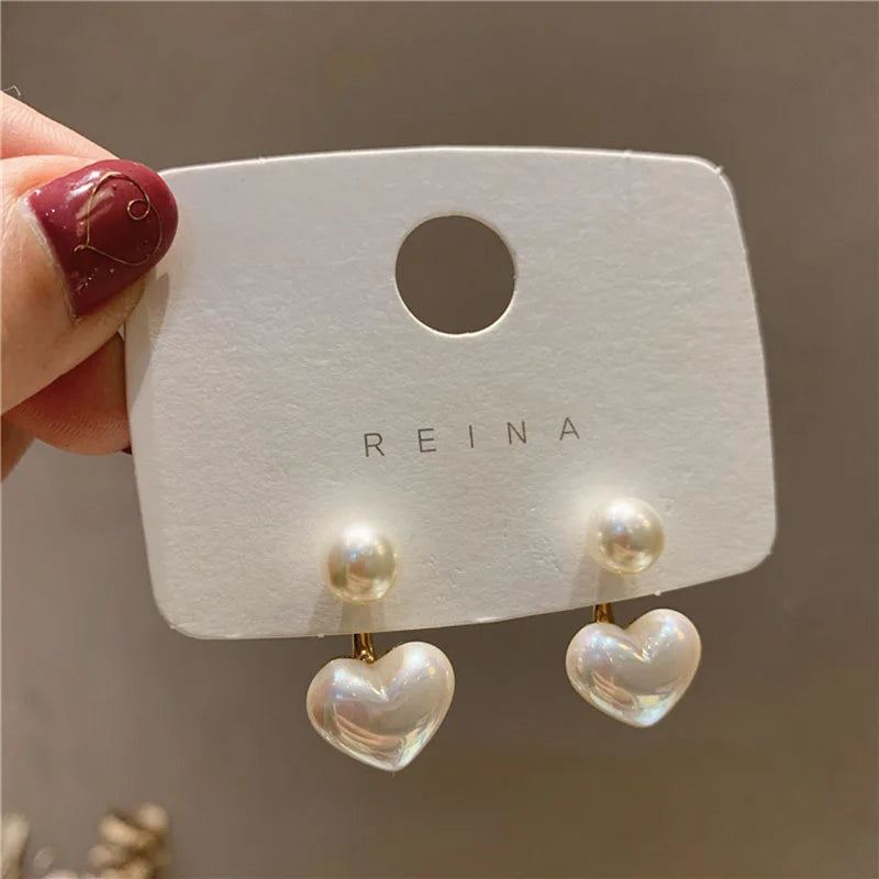 Pearl Heart Drop Earrings