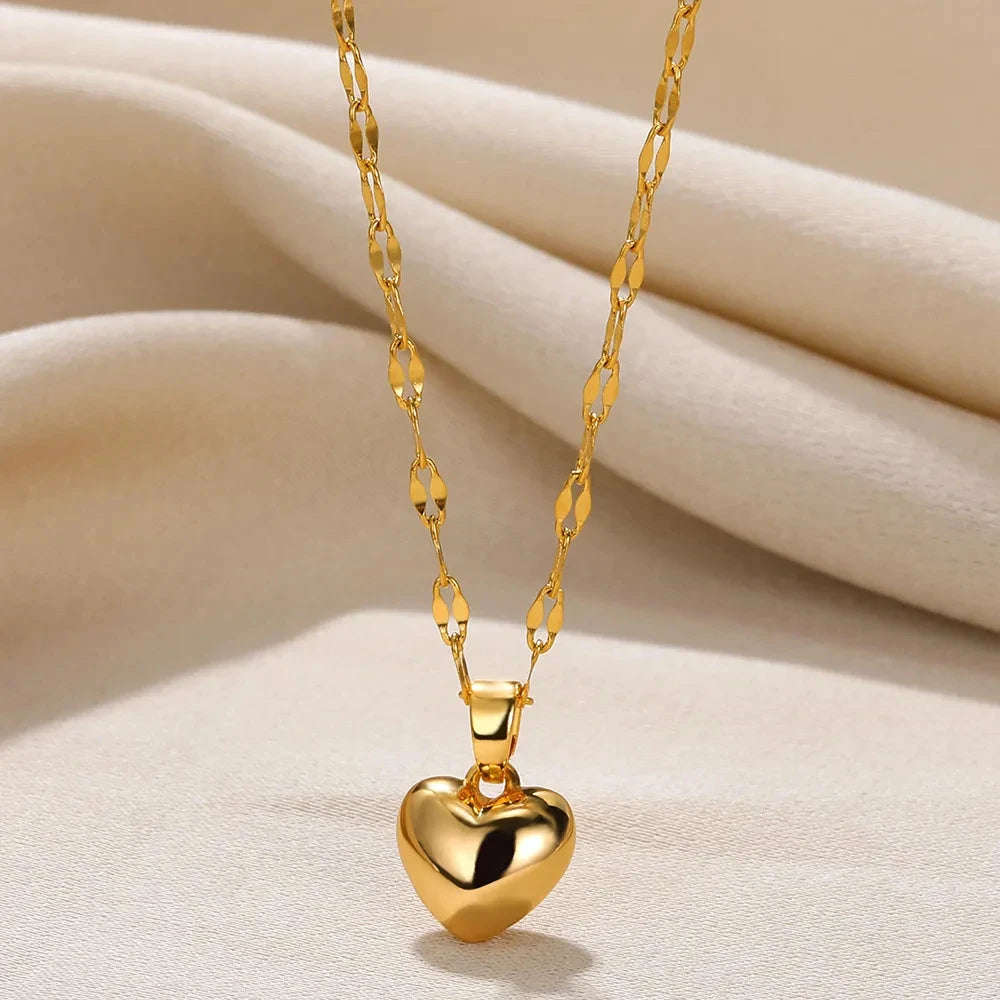 Stainless Steel Golden Heart Pendant