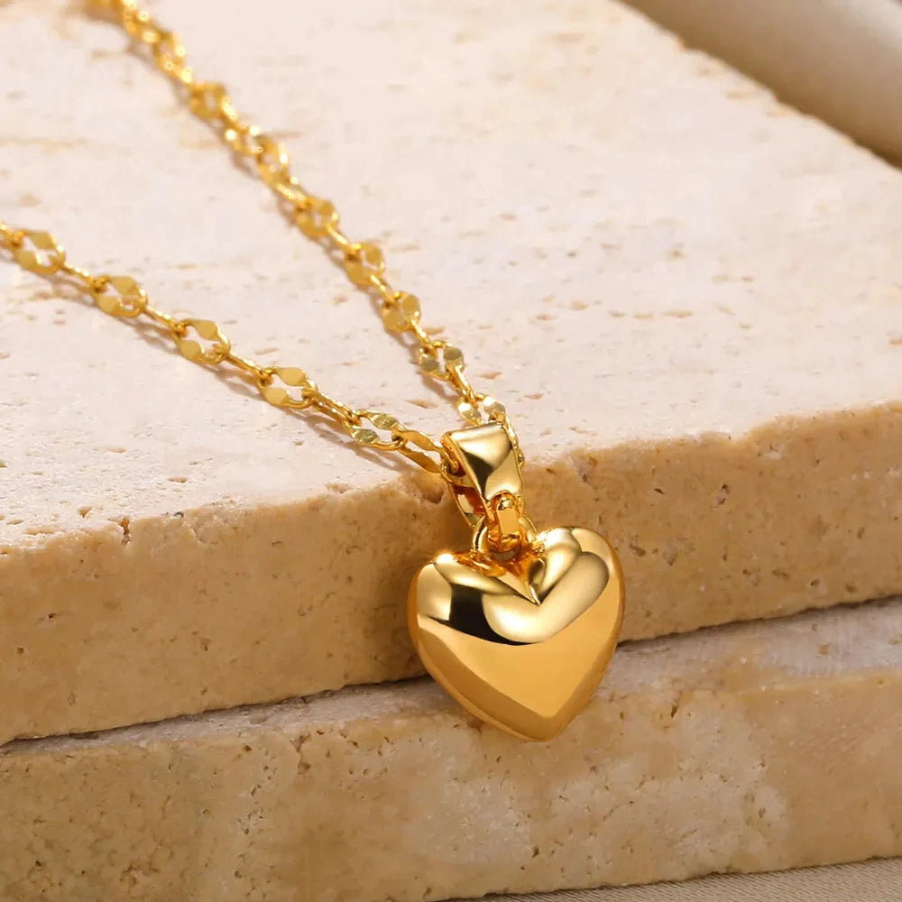 Stainless Steel Golden Heart Pendant