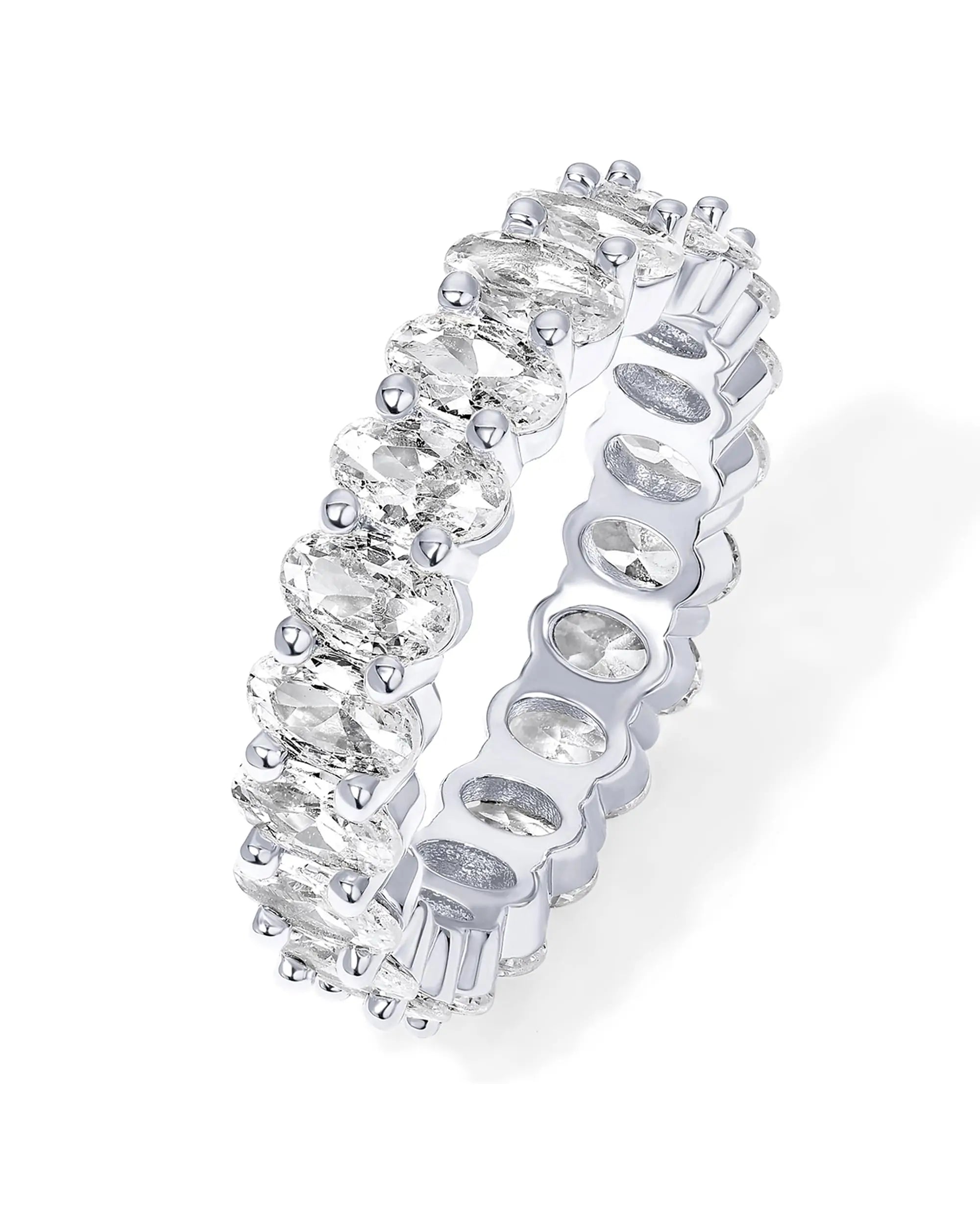 Luxe Oval- Cut Eternity Ring - 14k Gold Plated with Simulated Diamonds