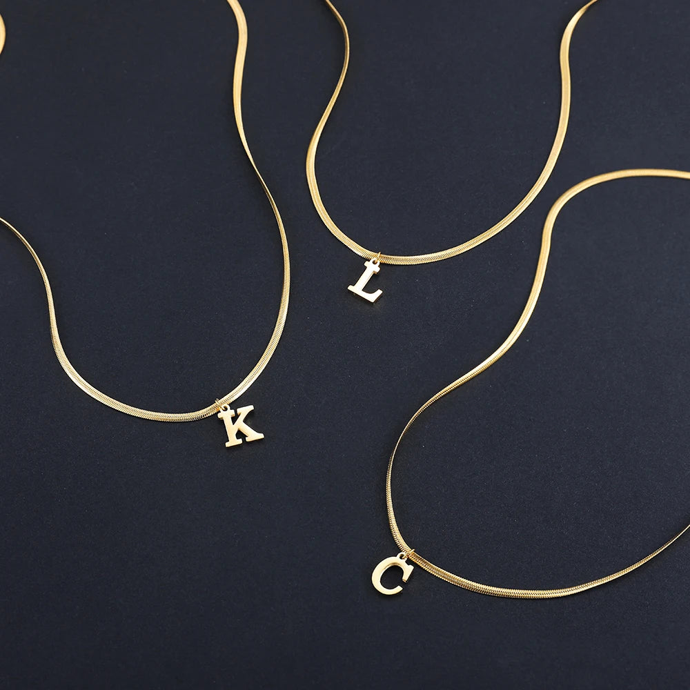 Stainless Steel Personalized Gold Initial Necklace