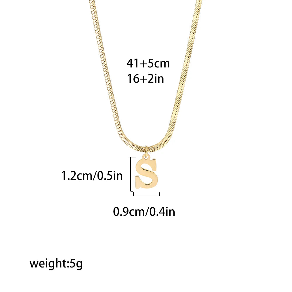 Stainless Steel Personalized Gold Initial Necklace
