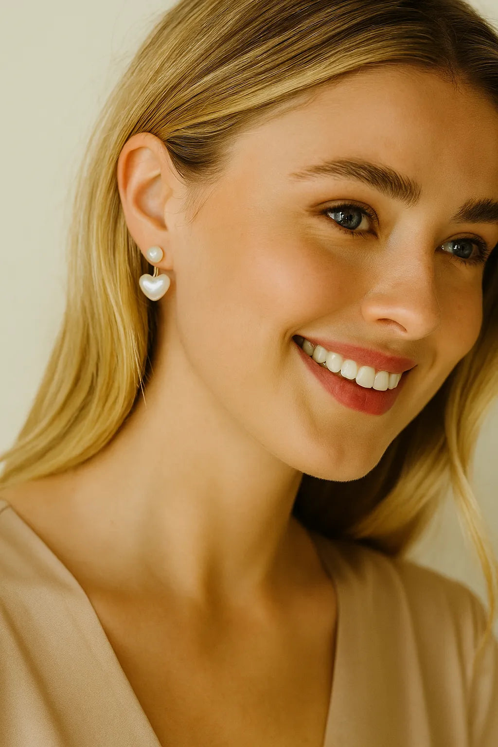 Pearl Heart Drop Earrings