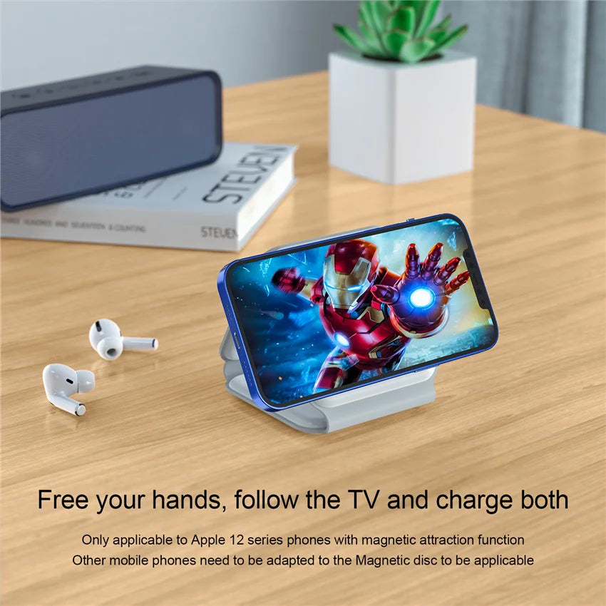 Fast 100W 3-in-1 Wireless Charger Stand for iPhone, Watch, AirPods