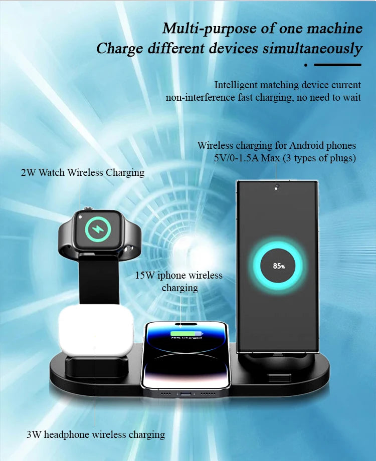 Fast 30W 7-in-1 Wireless Charger for iPhone, Watch, AirPods & Samsung