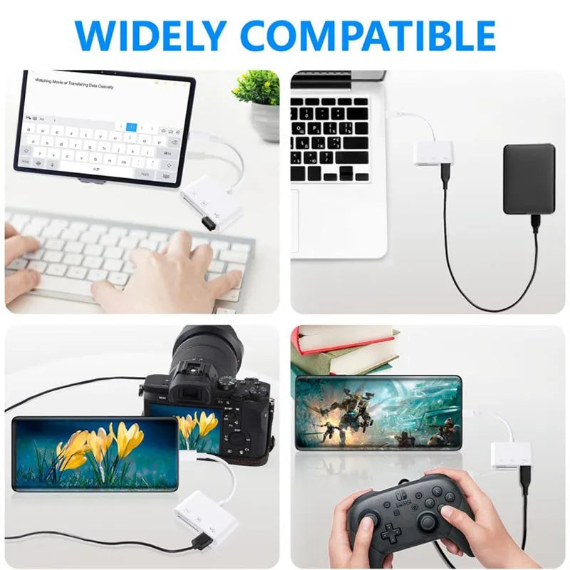 3-in-1 SD TF Card Reader for iPhone 14/13/12 – USB OTG Adapter & Camera Connector