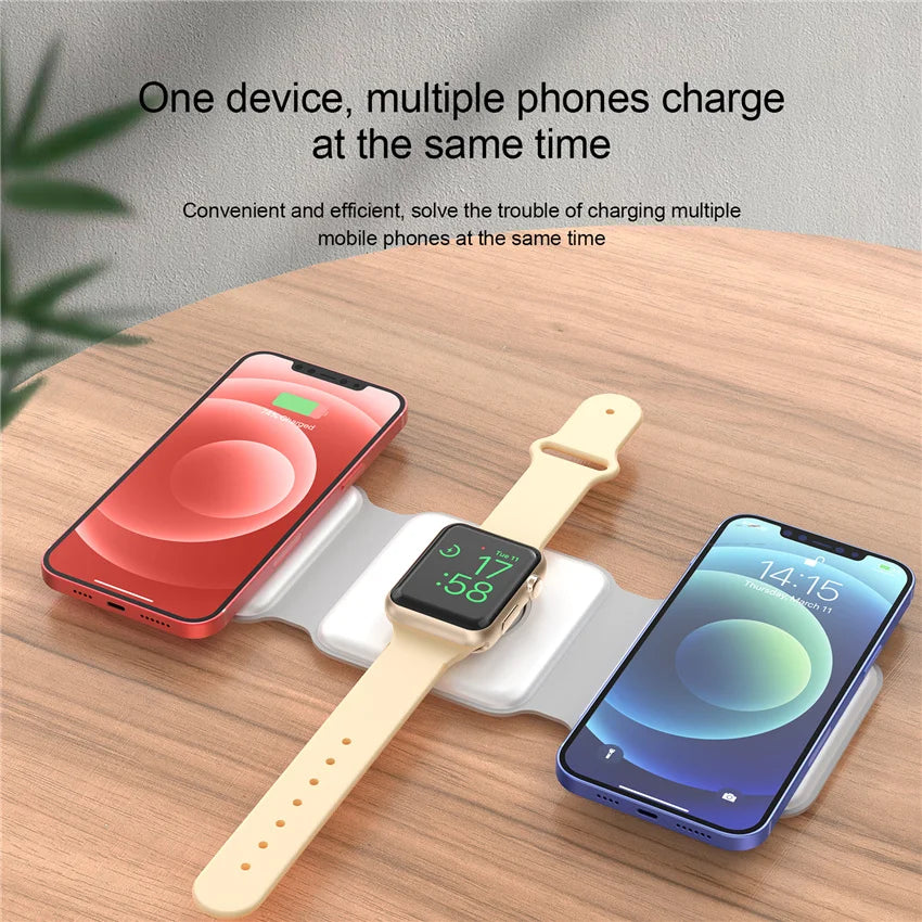 Fast 100W 3-in-1 Wireless Charger Stand for iPhone, Watch, AirPods