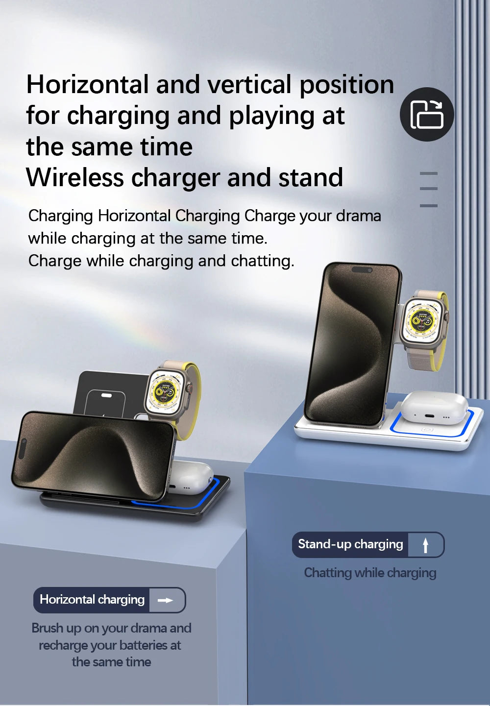 Fast Charging Station for iPhone 15/14/13/12, Apple Watch, and AirPods Pro