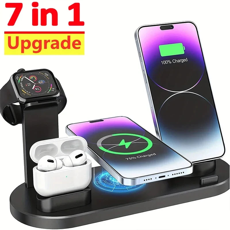 Fast 30W 7-in-1 Wireless Charger for iPhone, Watch, AirPods & Samsung